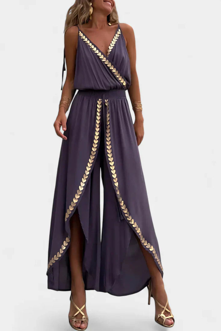 Lavinia – Open Back Elegant Jumpsuit with Gold Details