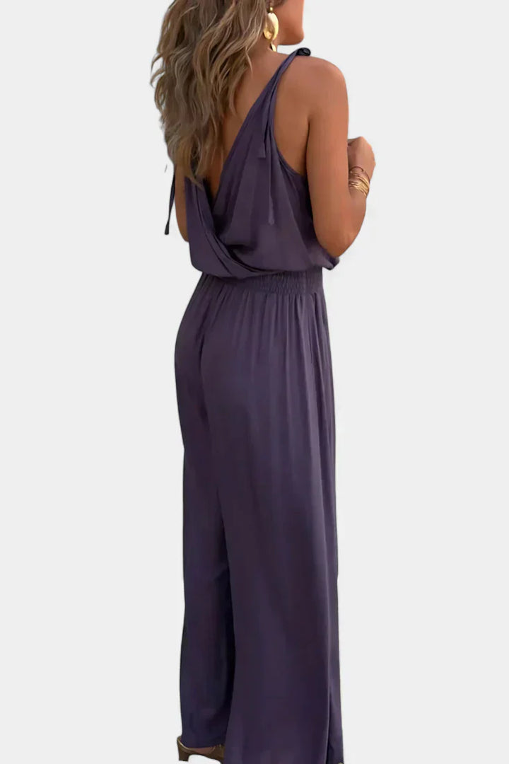 Lavinia – Open Back Elegant Jumpsuit with Gold Details