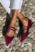 VELVET POINTED FLATS