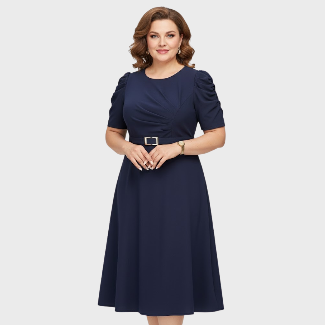 HARRIET BLOOM | SOFT-TOUCH RUCHED MIDI DRESS