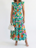 Lila | Floral V-Neck Tiered Midi Dress