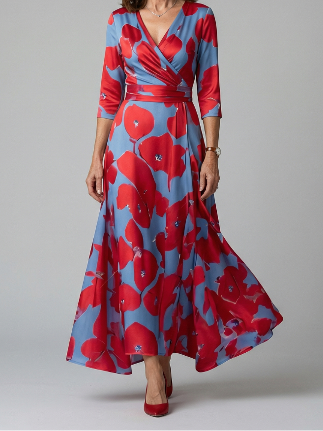 Celine | Cross Wrap Neck Midi Dress