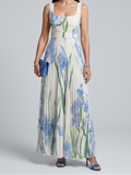 Ophelia | Sleeveless Square Neck Floral Print Midi Dress