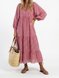 Arlette | Geometric Print Long Sleeve Midi Dress