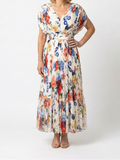 Savannah | Short Sleeve Pleated Floral Midi Dress