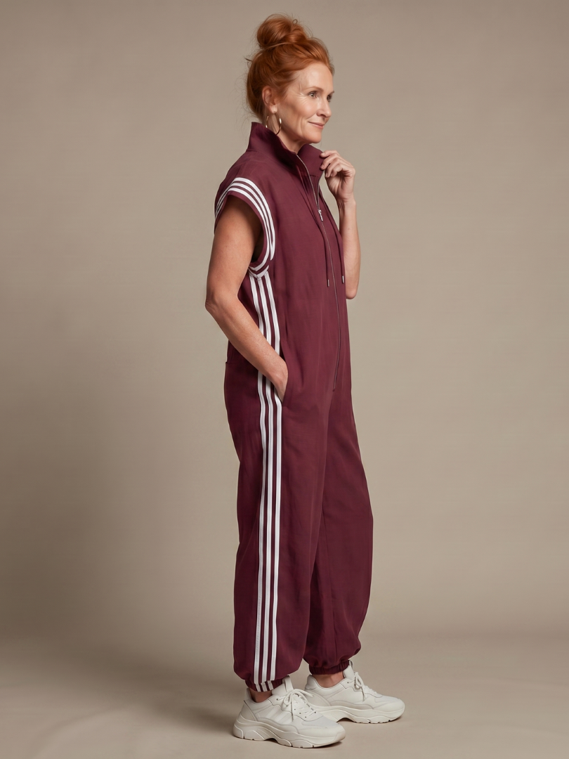 Lark | Zip Front Stripe Panel Jumpsuit