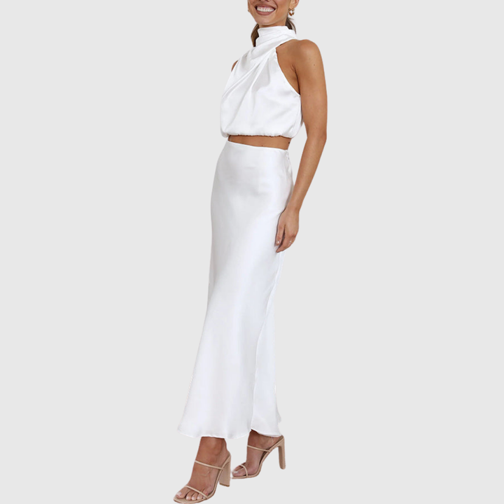 EMILY | SATIN DRAPE MAXI SET