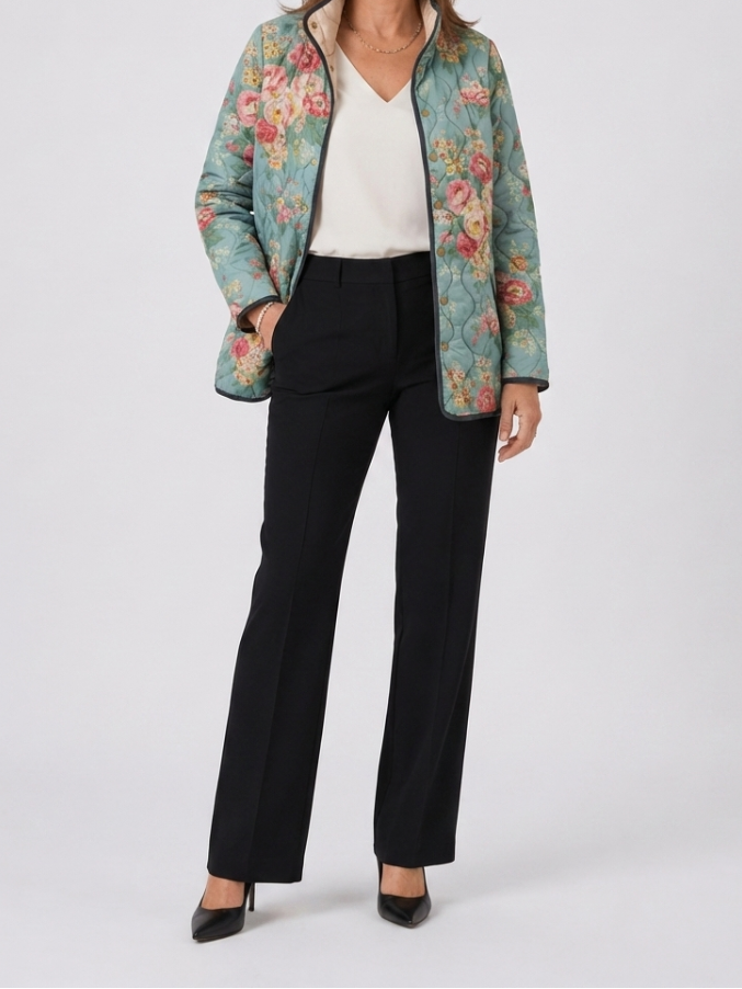 Elara | Quilted Floral Print Jacket