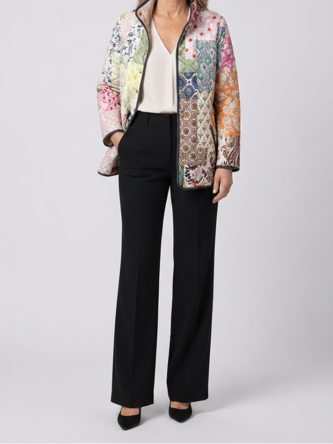 Suri | Casual Floral Print Quilted Jacket