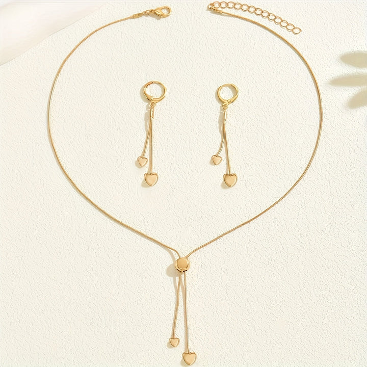 ADJUSTABLE HEART PENDANT NECKLACE & EARRINGS SET