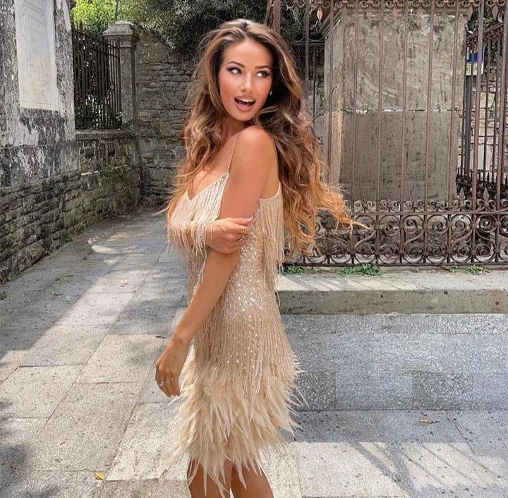 ALICIA | FEATHER MINI DRESS