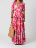 Ione | Short Sleeve V Neck Floral Midi Dress