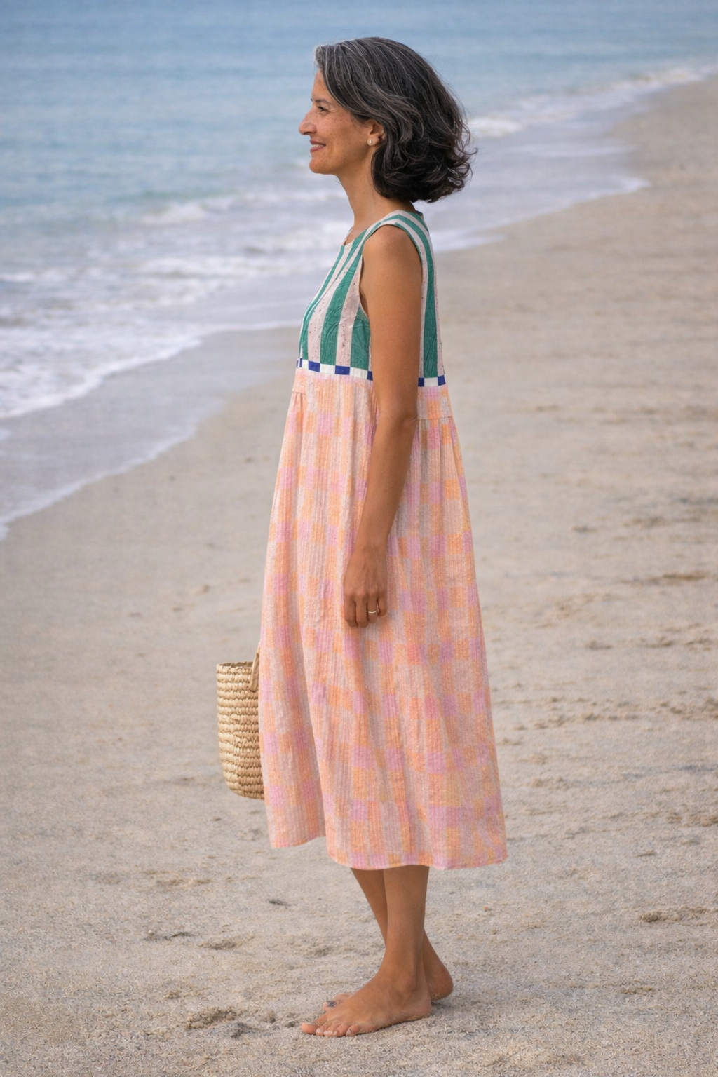 Lilia | Midi Dress in Pastel Stripes