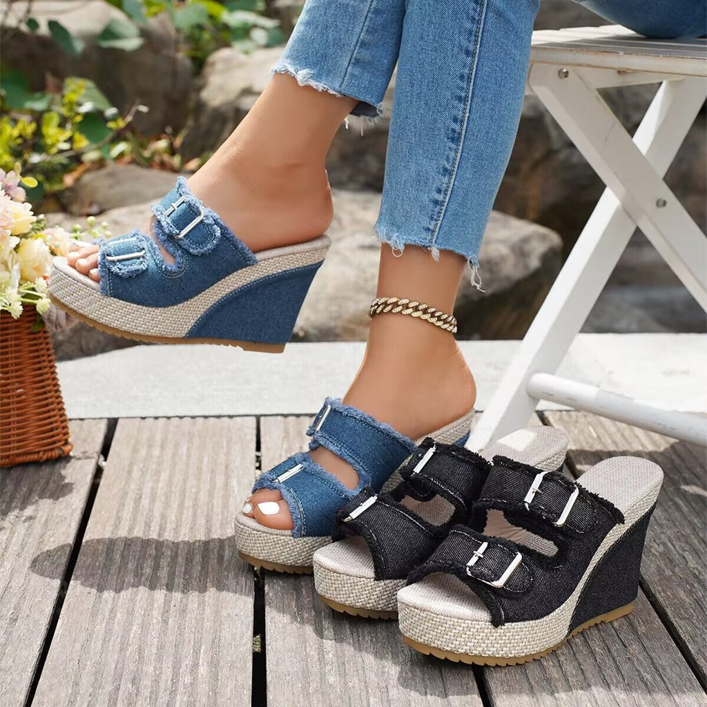 Atelier | Fray Edge Wedge Sandals