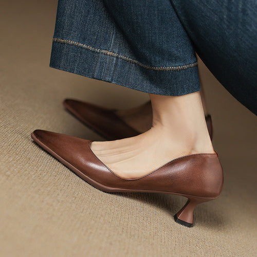 Calenne Leather Kitten Heels