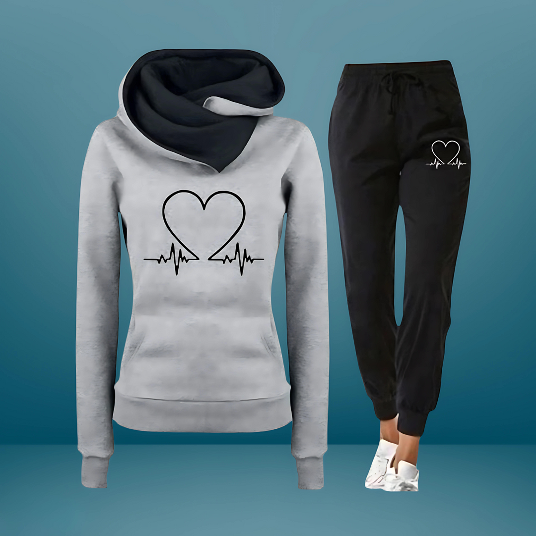 Heart Printed Tracksuit 2 Piece Set