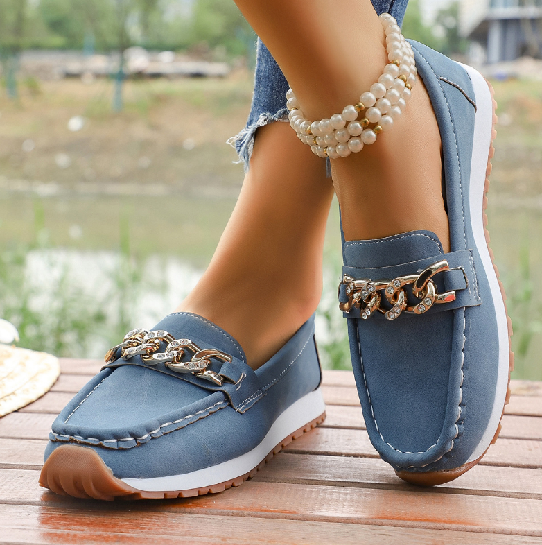 Elle - Diamond Buckle Loafers