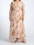 Elara | V Neck Short Sleeve Floral Maxi Dress