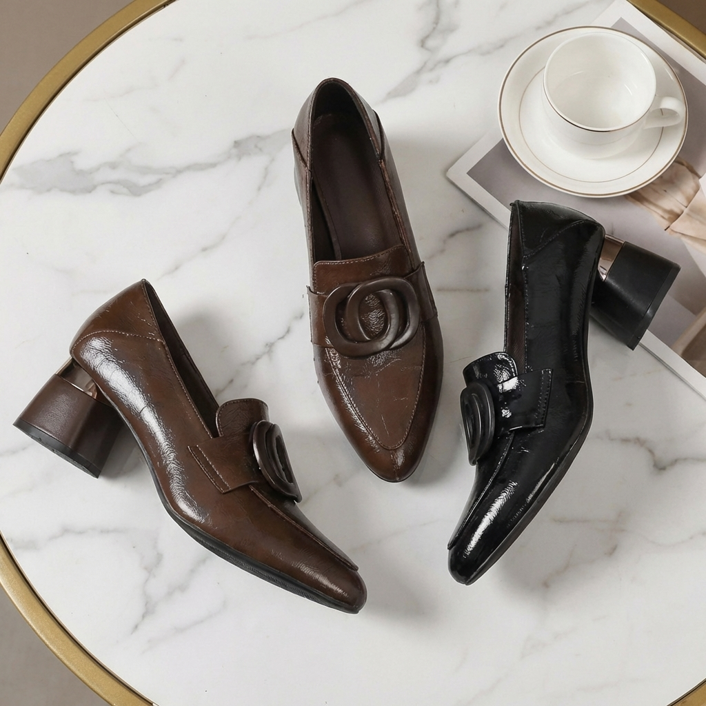 Valora Leather Loafer Heels