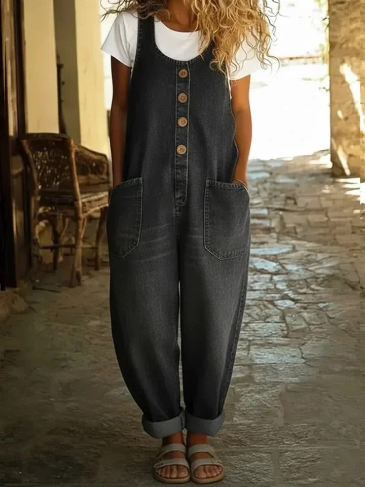Vintage Cotton Denim Jumpsuit