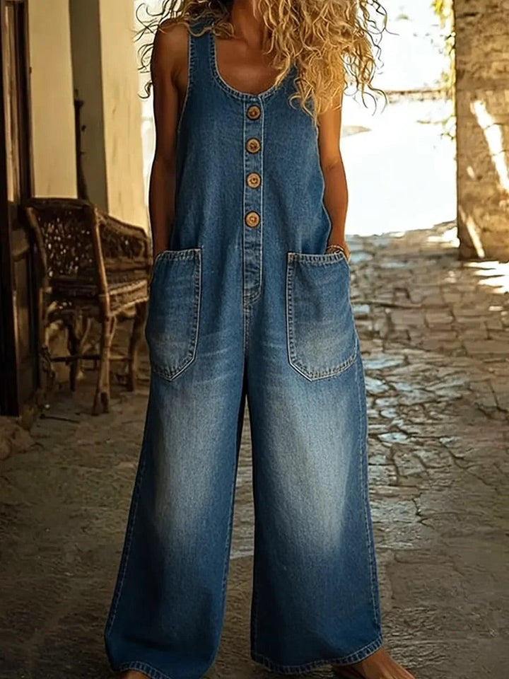 Vintage Cotton Denim Jumpsuit